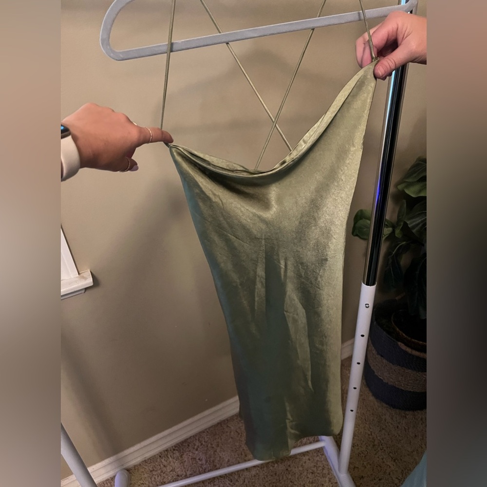 Green Satin mini dress.  Size medium.